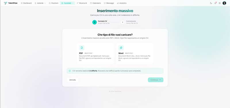 Raccolta candidature TalentFlow